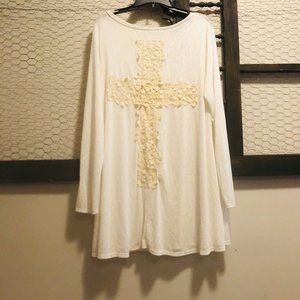 White tunic with lace cross details